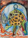 Tortuga Cósmica – Acuarela, tintas y grabado / papel – 56 x 76 cm